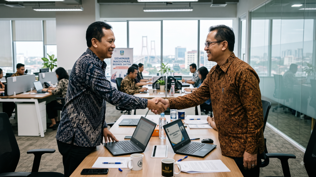 2 Pria berjabat tangan atas diskusi pendirian CV